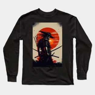 The Crimson Sun: A Symbol of the Epic Warrior in Japanese Culture Long Sleeve T-Shirt